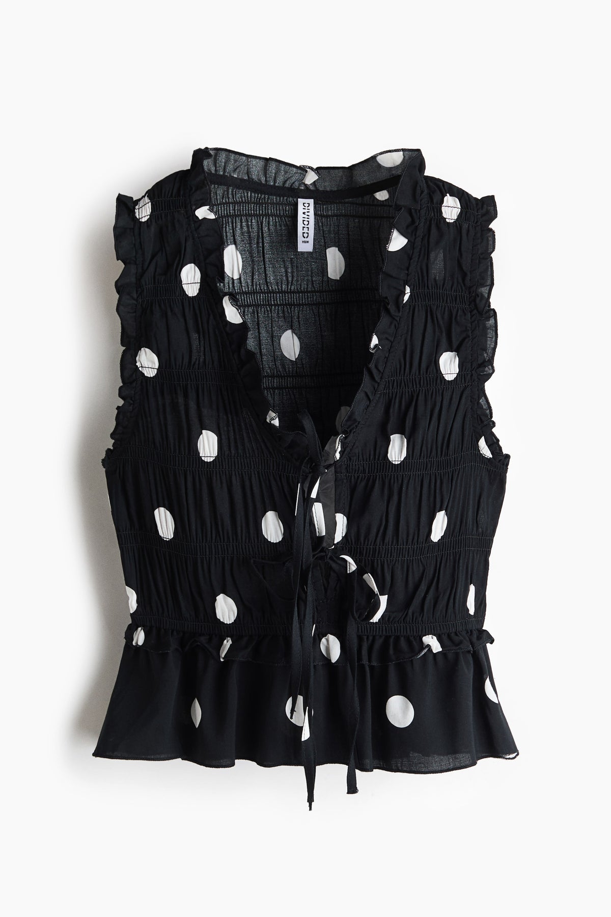 Tie-detail smocked top