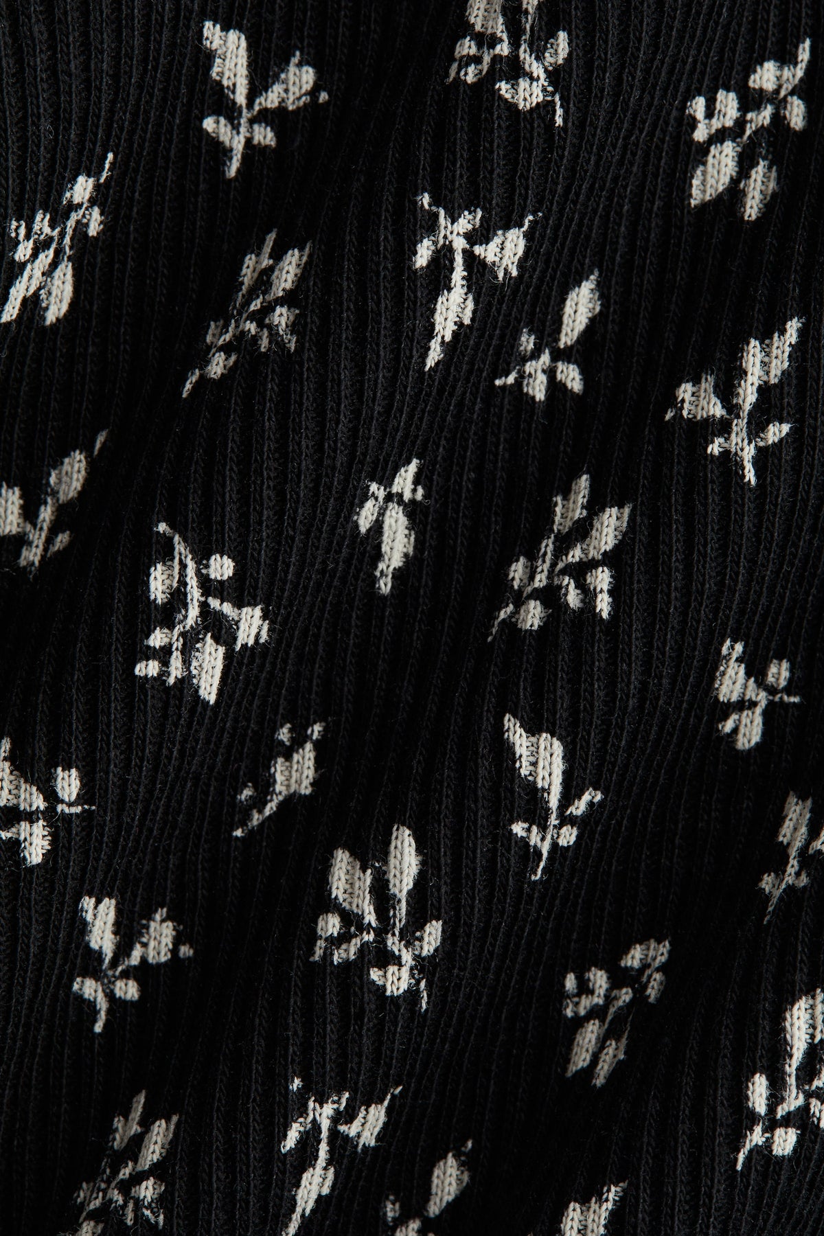 Ribbed boat-neck top Black/Floral