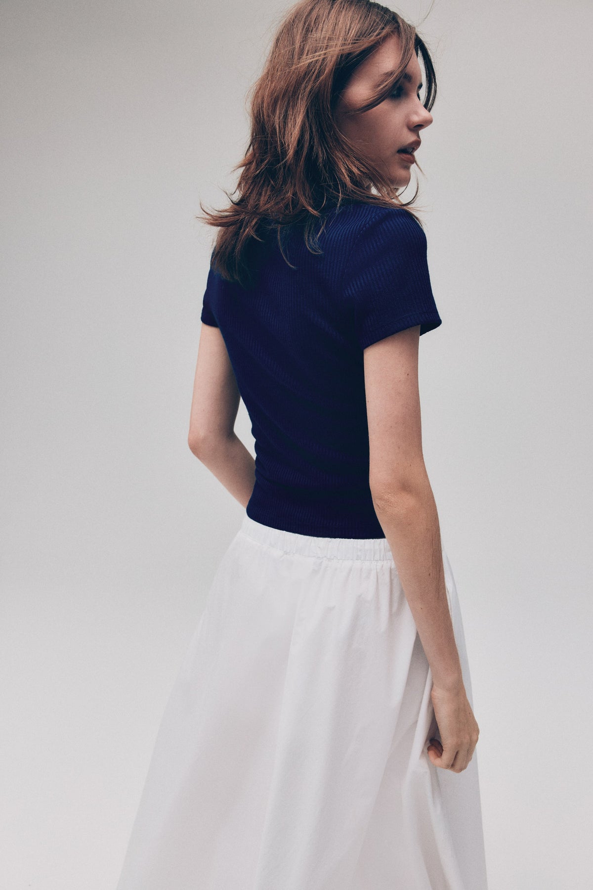 Ribbed collared top
