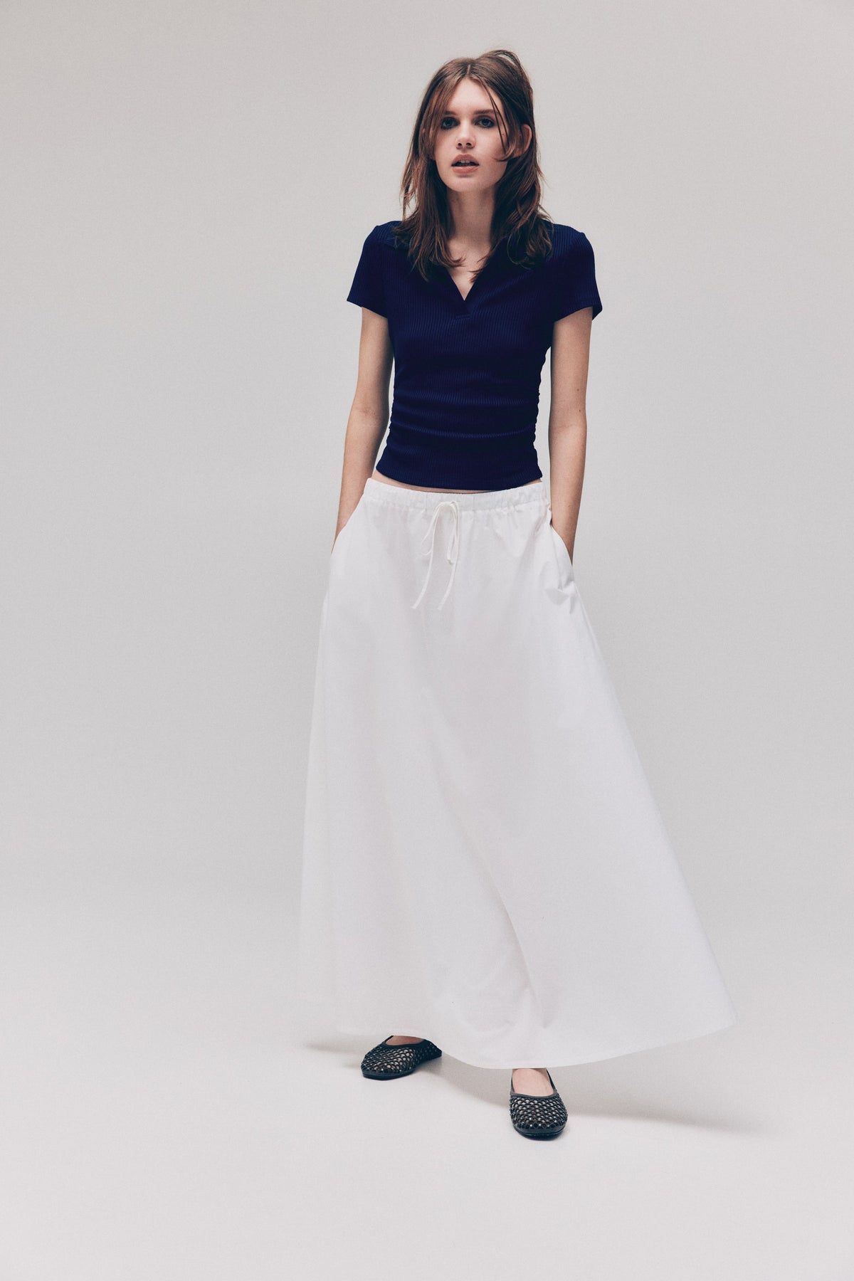 Ribbed collared top