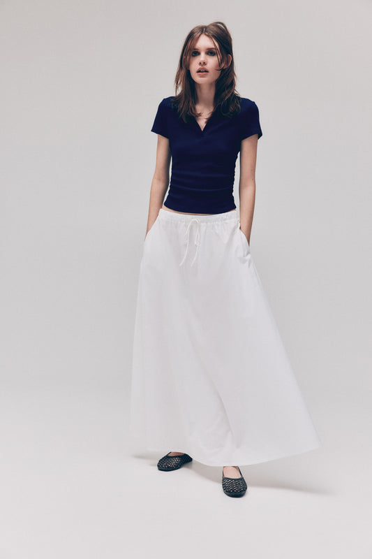 Ribbed collared top