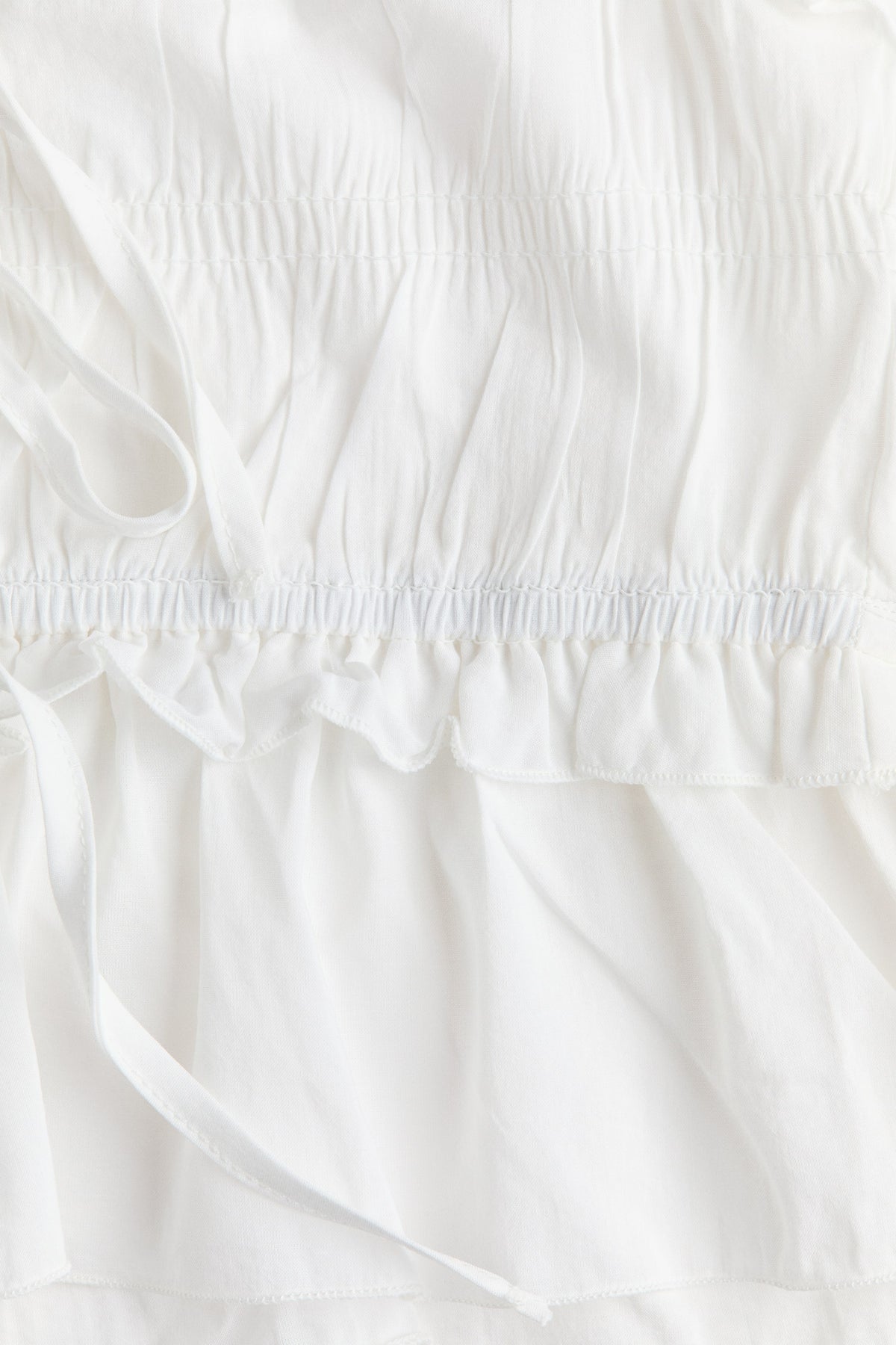 Tie-detail smocked top Cream