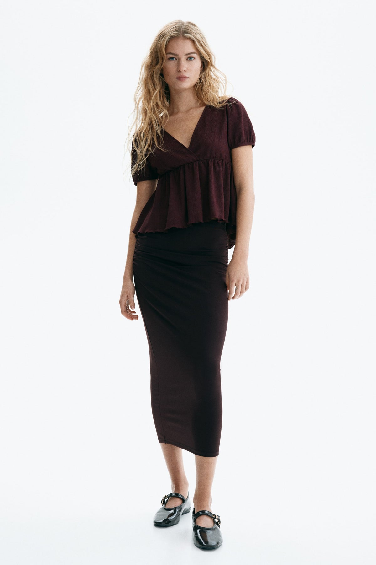 Crinkled jersey top