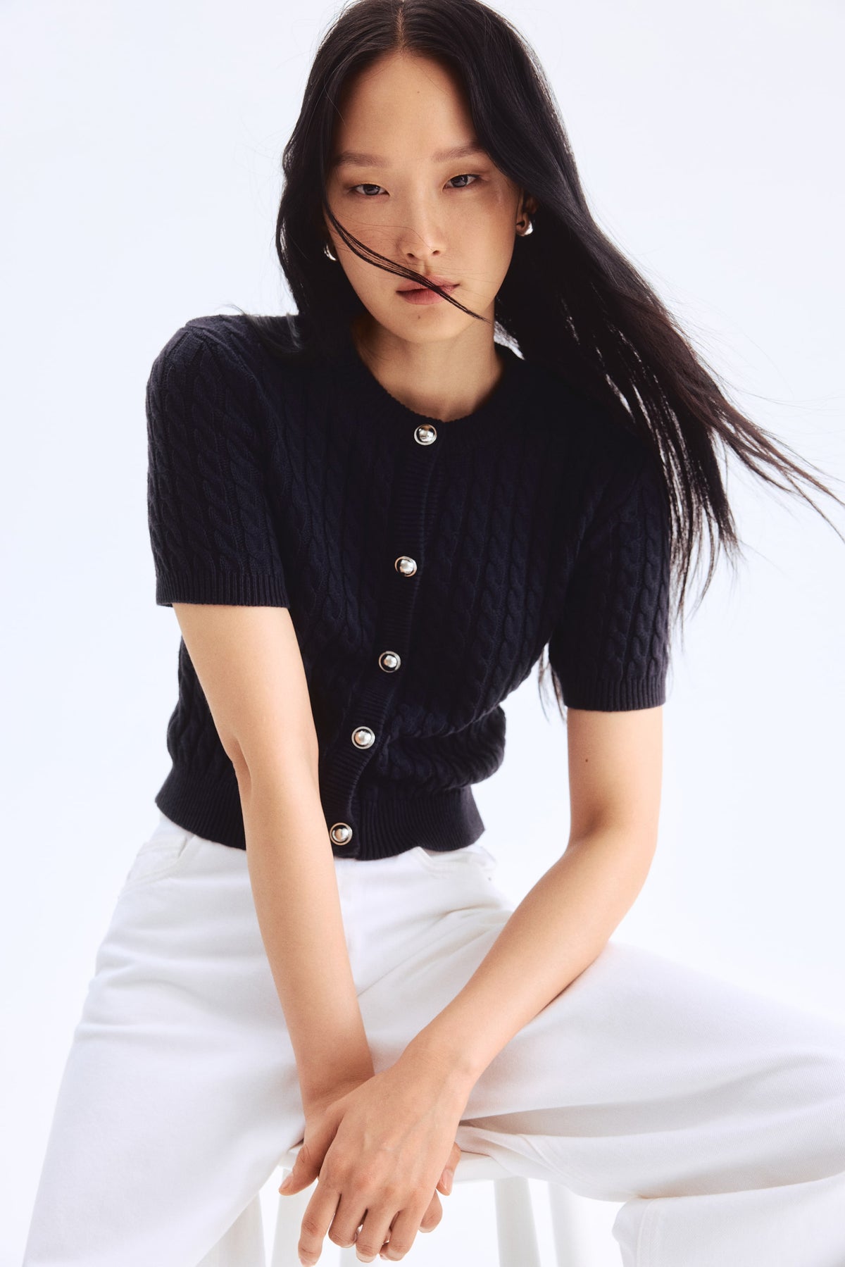 Cable knit cardigan