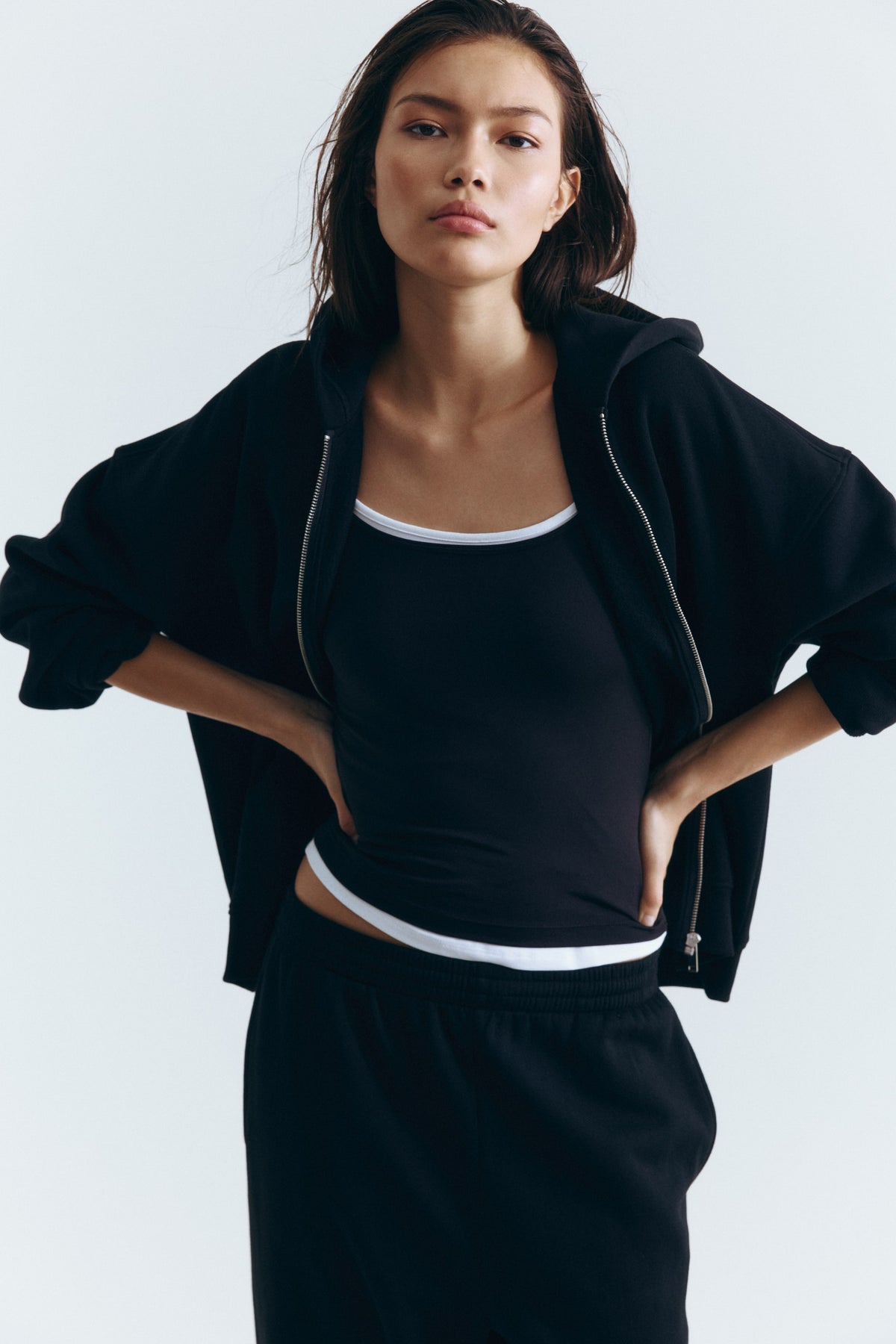 Zip-through hoodie Black