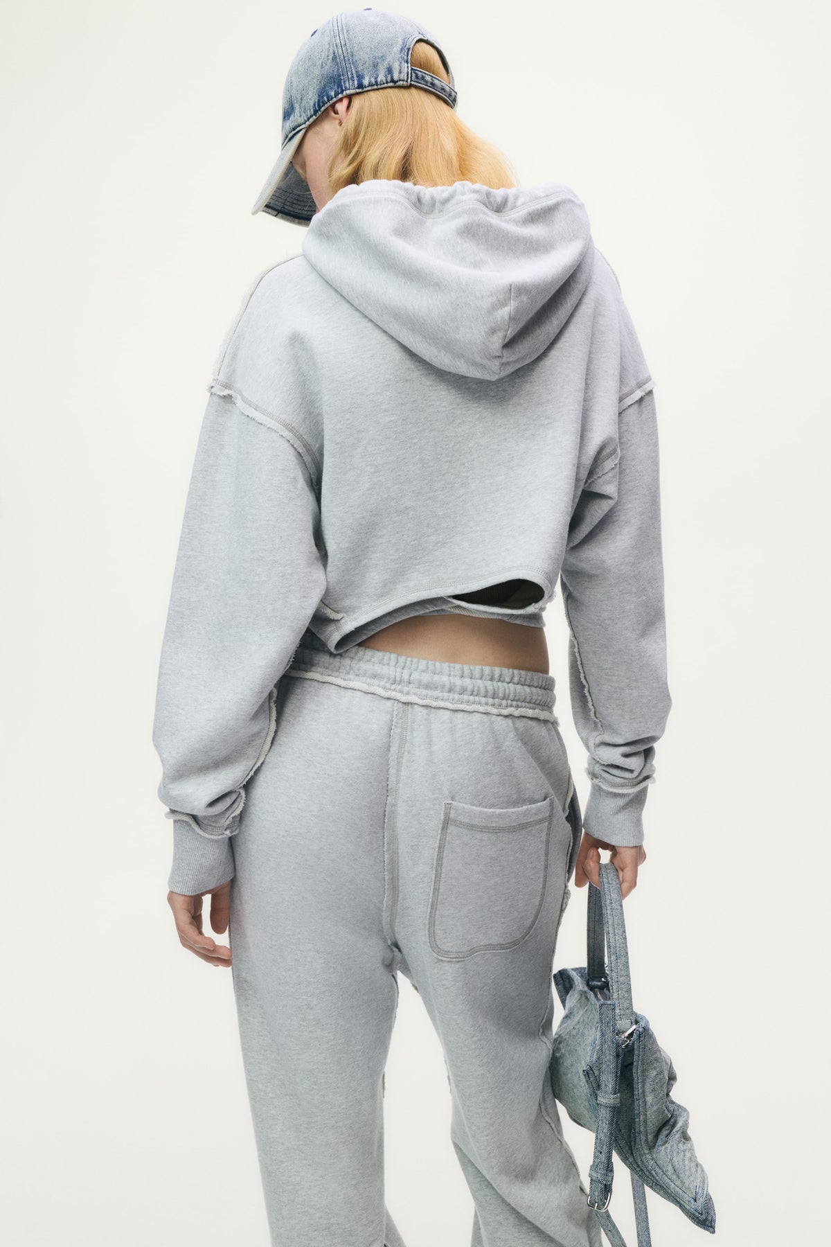 Tie-detail printed hoodie
