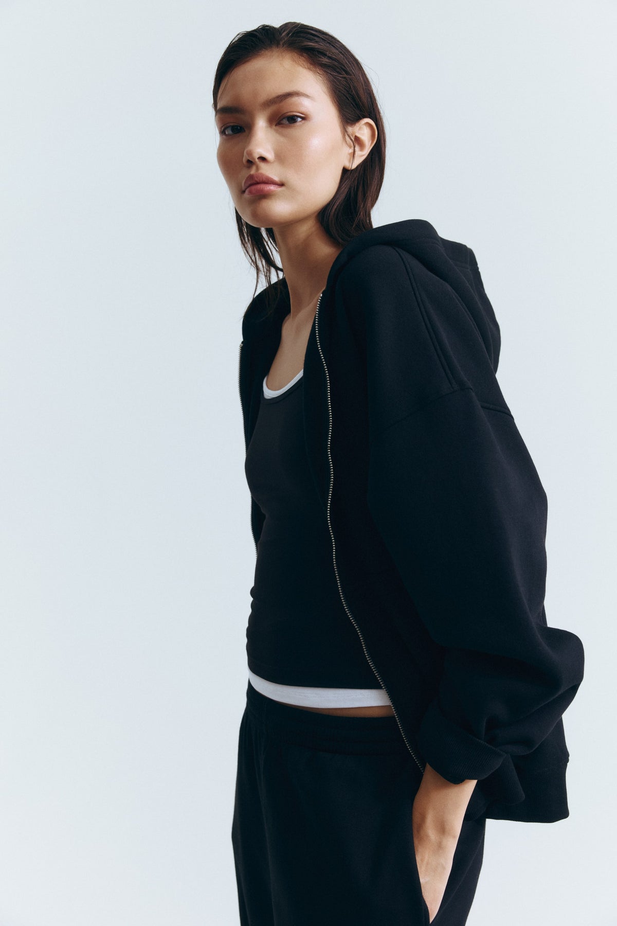 Zip-through hoodie Black