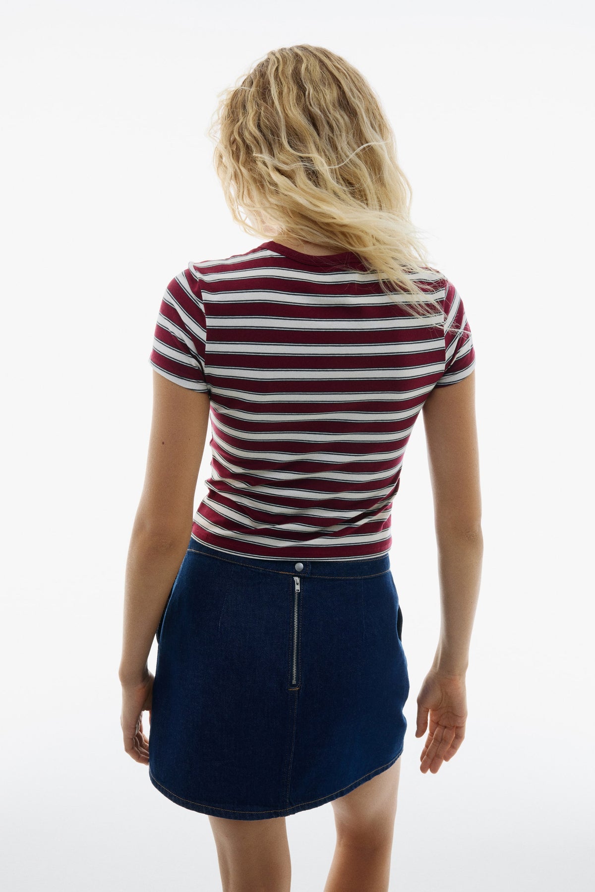 Red Striped Fitted cotton T-shirt