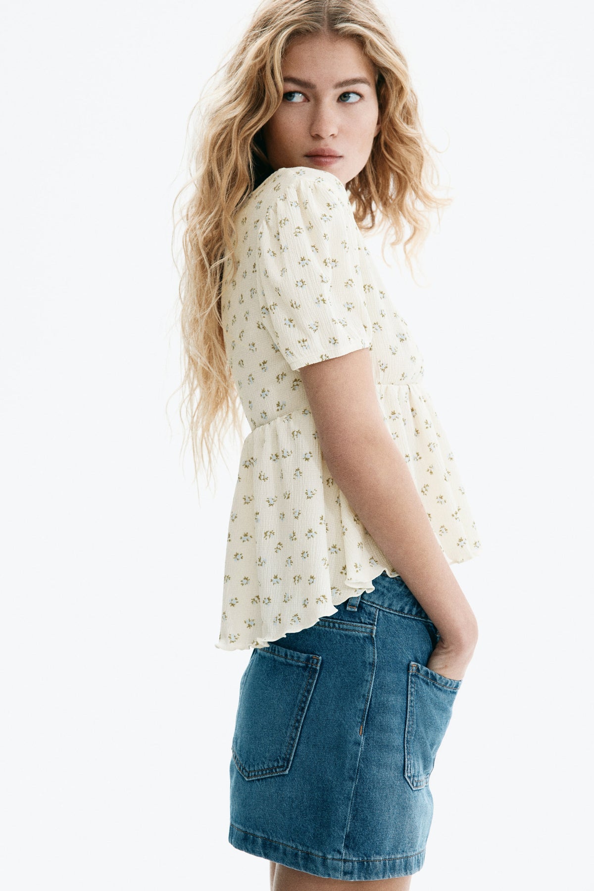 Crinkled jersey top Light