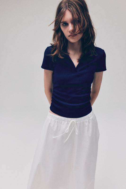 Ribbed collared top