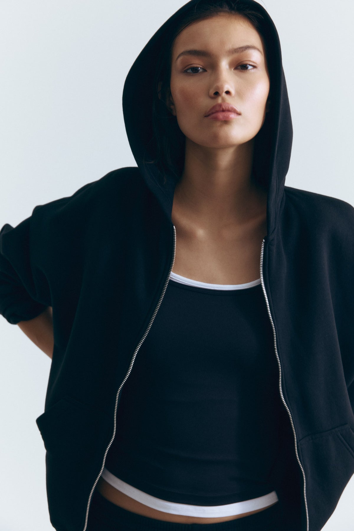 Zip-through hoodie Black