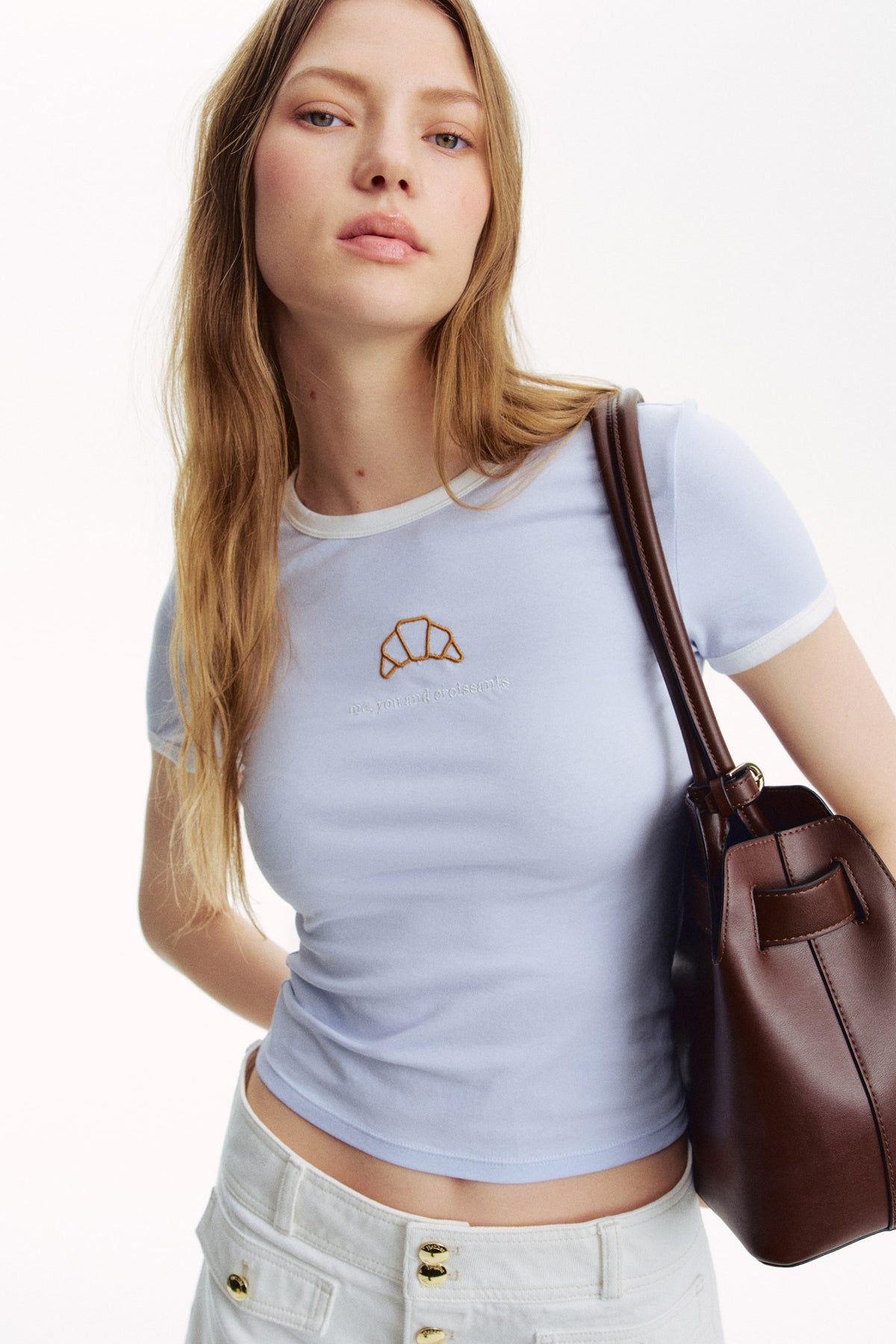Croissant Fitted cotton T-shirt