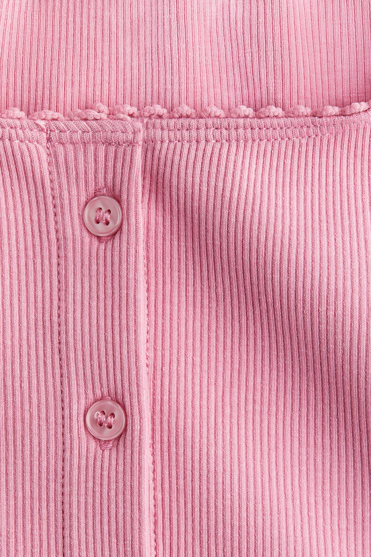Ribbed button-front top Pink